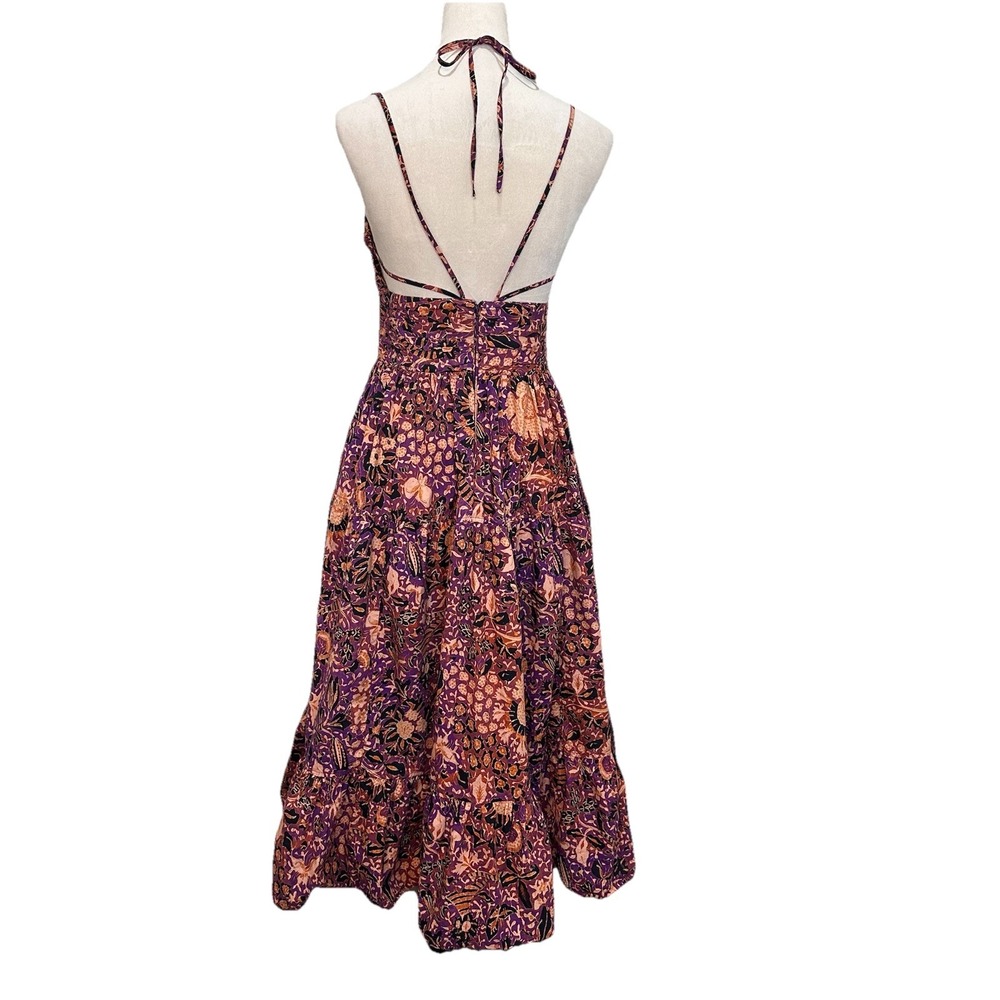 Ulla‎ Johnson Phoebe Strappy Cutout Cotton Midi Dress Batik Purple Brown Boho Sm - Picture 9 of 12